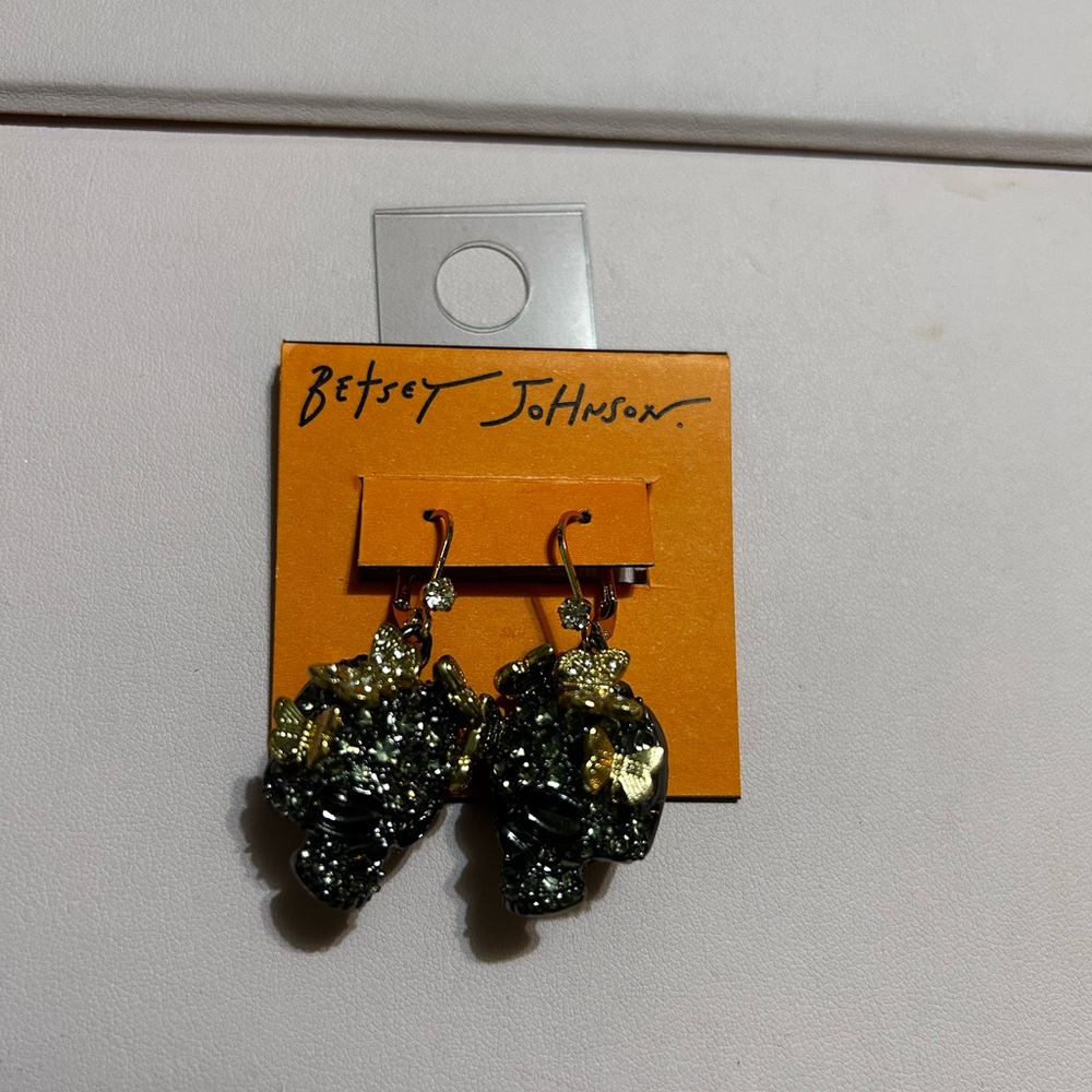 Betsey Johnson Skull Earrings with Butterflies - Picture 8 of 8
